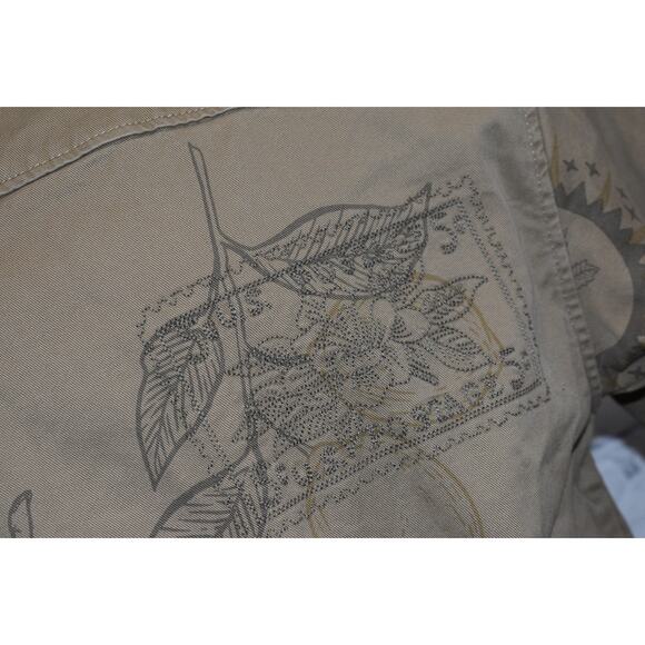 Abercrombie & Fitch shacket Shirt Mens Size Small Tan Floral Cotton NEW - Picture 5 of 8